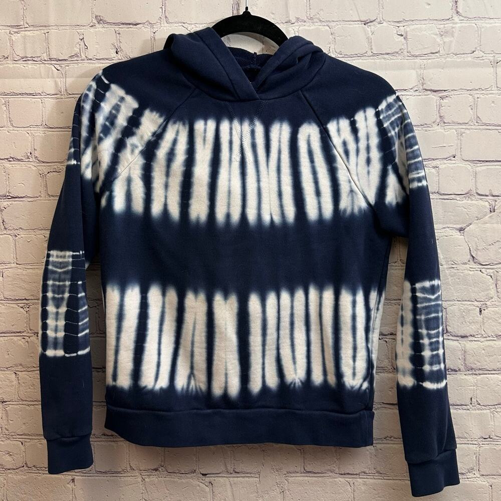 Madewell Blue & White Tye Dye Relaxed Cropped Fit Hoodie Women's XS